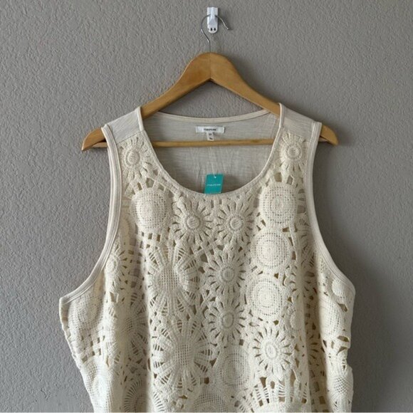 Maurices 3X Cream Sleeveless Crochet Blouse Tank Top Boho Chic Embellished - Picture 4 of 10